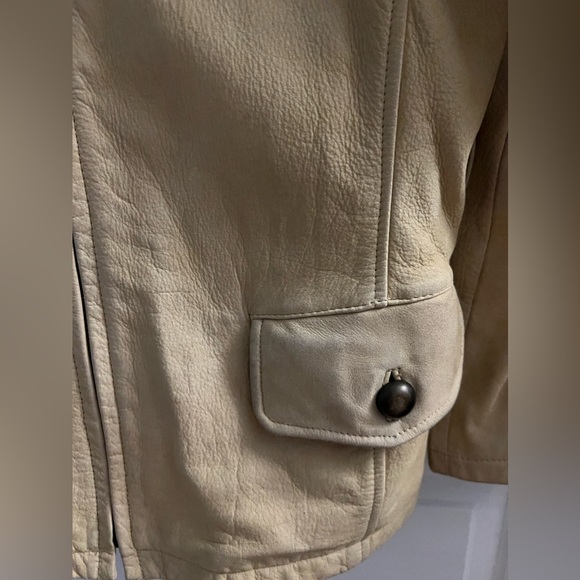 Georgetown Leather Design Women’s 100% Leather Zip Up Collared Long Sleeve Tan M - Picture 11 of 15